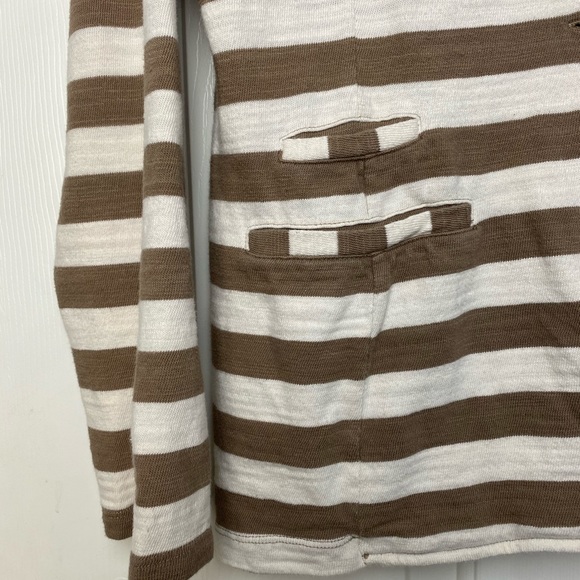 Caslon Blazer Jacket Cotton Stripe Brown Ivory XL - Picture 5 of 7